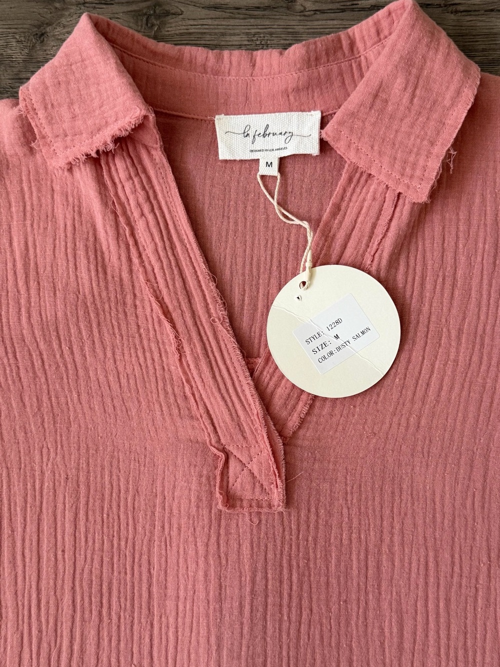 In February Womens Cotton Mini Dress Size M Dusty Salmon Summer Boho Vacation - Picture 4 of 9